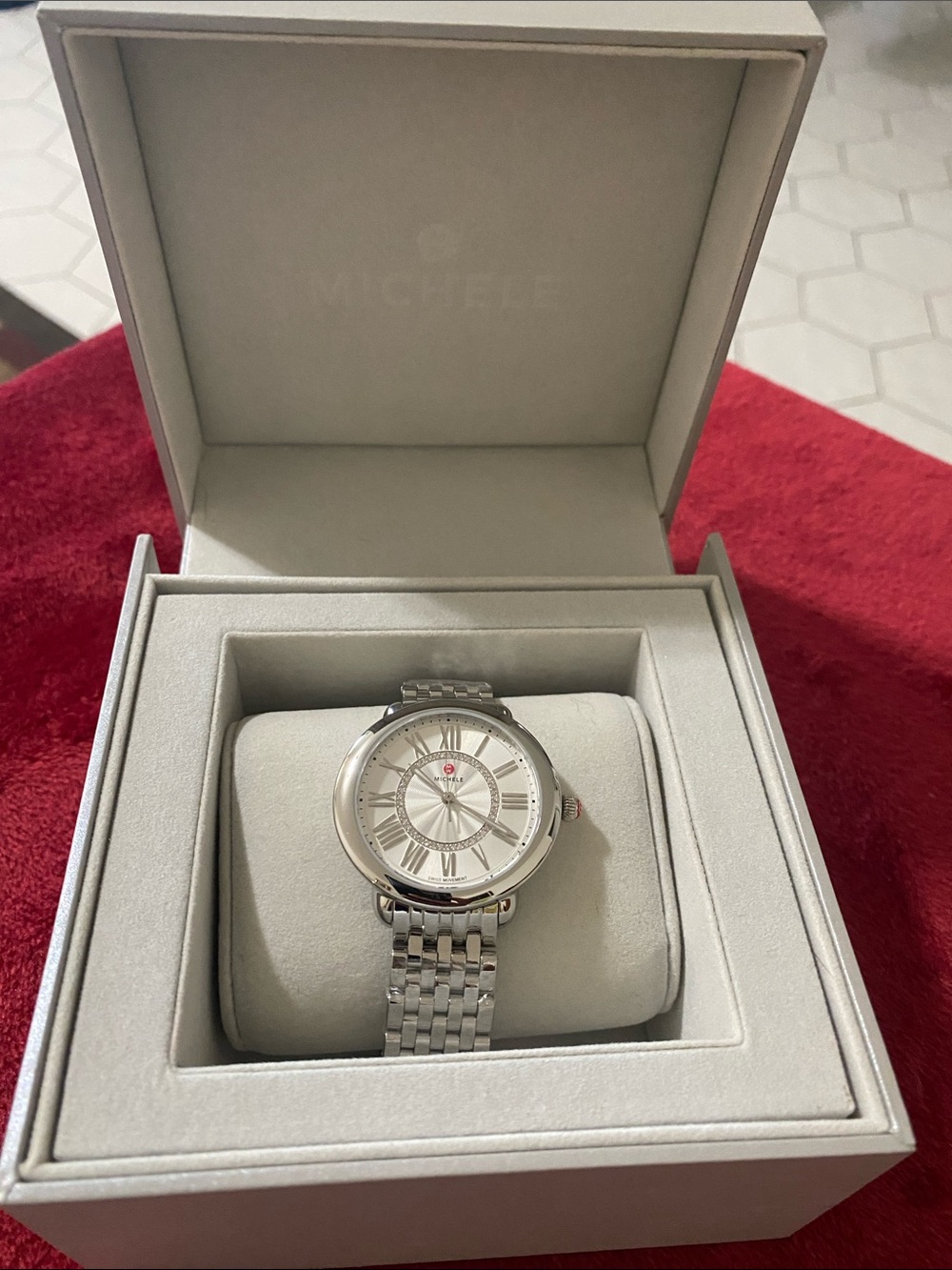 Michele Serein All Stainless Steel Mid 0.11CTTW Diamond Set Dial Ladies Watch